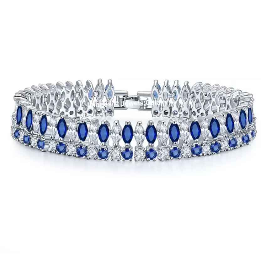 Jewels Galaxy Alloy Crystal Platinum Charm Bracelet - Women Fitness Org